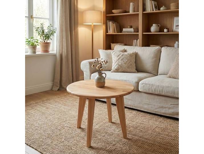 Krok Wood Runder Couchtisch Dresden aus Massivholz in Buche (60 x 60 x 46 cm)