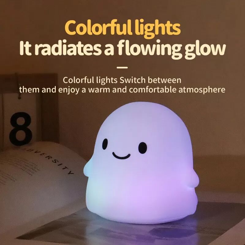 INF Geist Multicolor Nachtlicht - Weiche Silikonberührung, Wiederaufladbar, Timer-Funktion