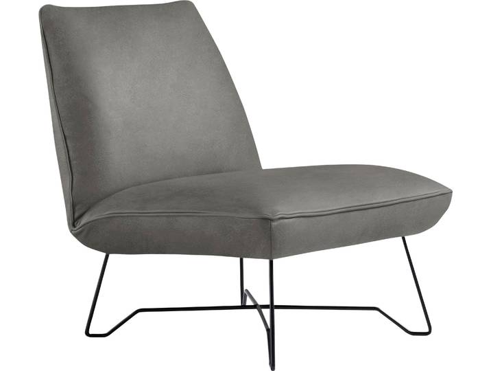 Loungesessel, Steingrau, 62x79 cm, Luxus-Microfaser Lederoptik, Extravaganter Designsessel, Modern, EGOITALIANO