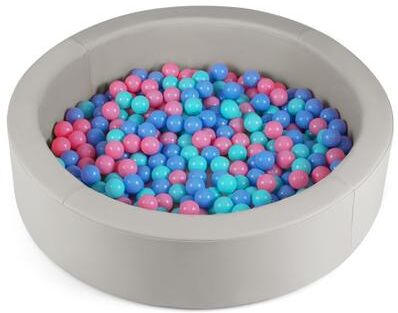 Costway 42.5 Inch Round Foam Ball Pits with 25D Sponge Filling and Washable PU Cover for Toddlers-Gray