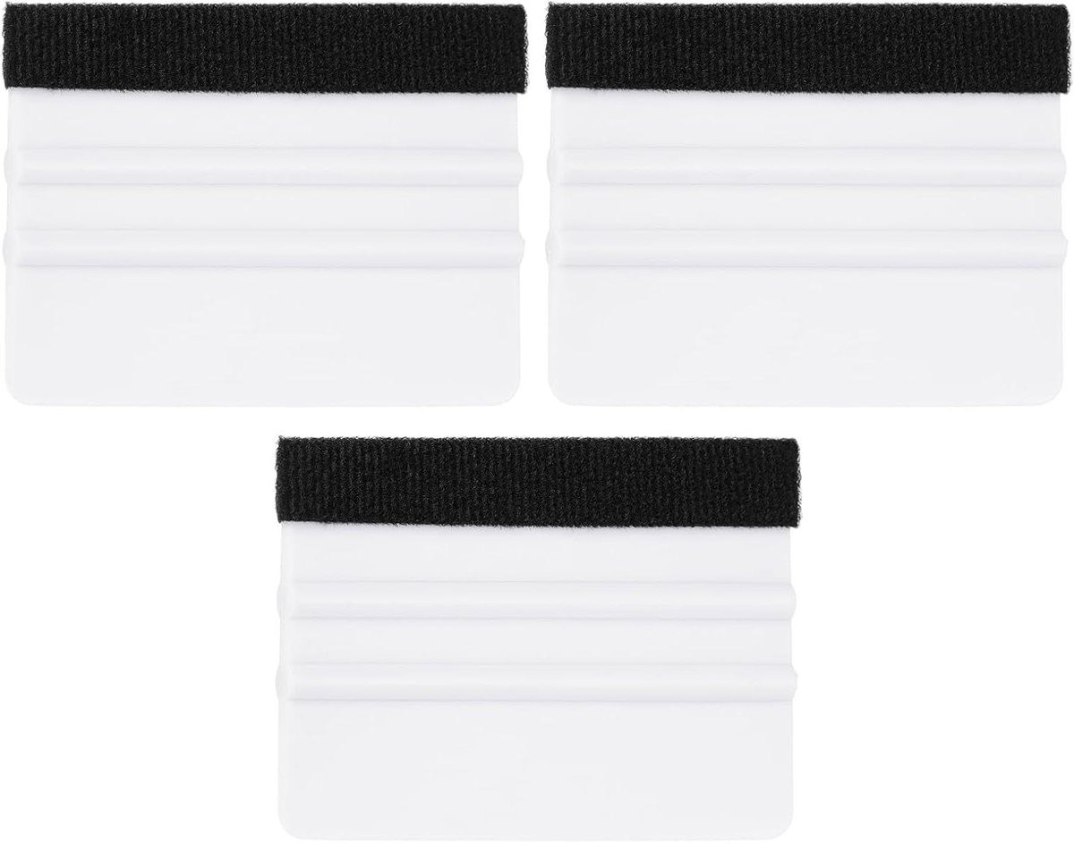 Vinyl Rakel Sticker Schraper met Zachte Vilten Rand - Wit - 10 x 7,6 cm