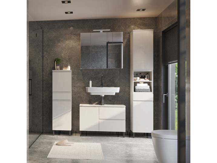 Meuble sous-vasque Salinas 1 abattant 80 x 56 x 34cm Gris/Cachemire