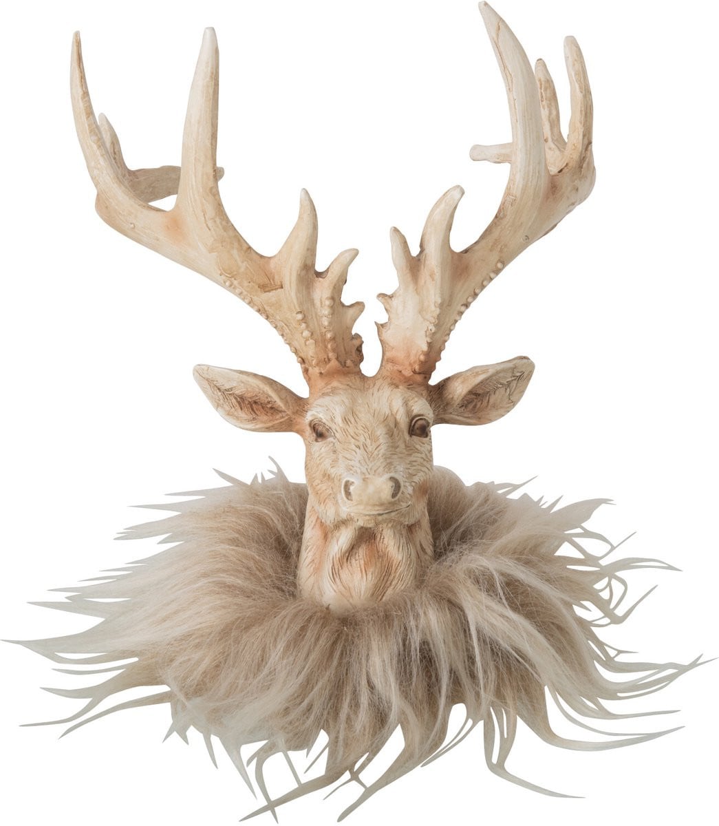 J-Line Decoratie Rendier Hoofd - Lichtbeige - Polyresin - Small