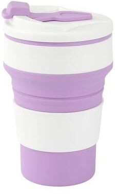 Uplift Picks 350ML Collapsible Cup Silicone Travel Cup Foldable Coffee Mug With Lid purple