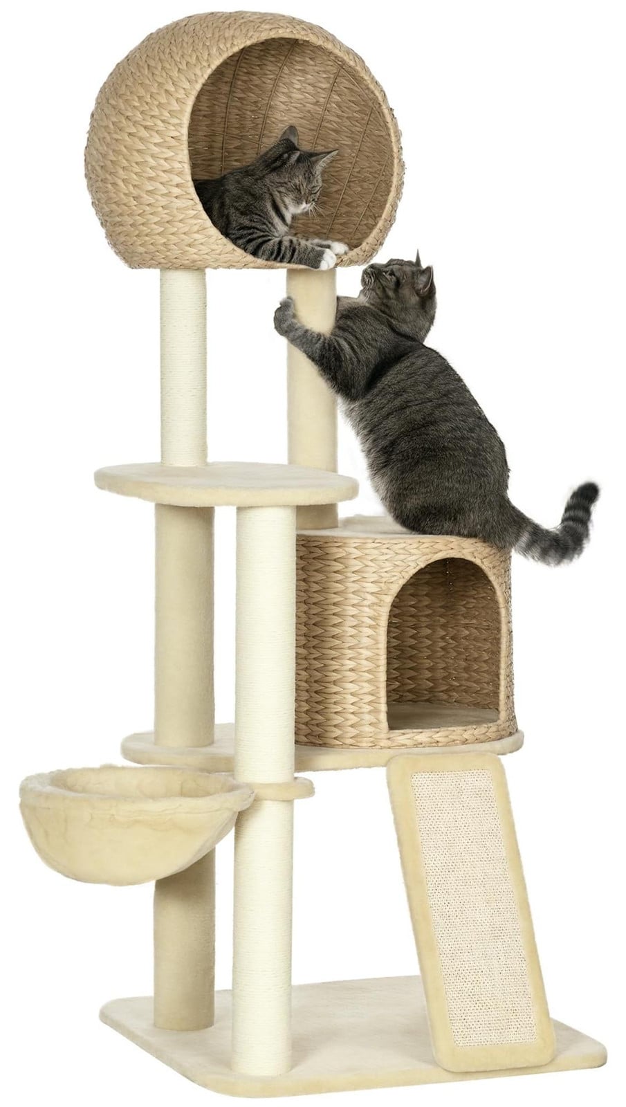 PawHut Krabboom met kattenhuis en hellingbaan