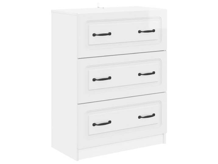GFEROMRF Schubladenschrank Hochglanz Weiß 66 x 34,5 x 87 cm Holzwerkstoff Moderner Schubladenschrank, Hochglanz Weiß, Holzwerkstoff, Stangengriffe, vielseitig nutzbar, pflegeleicht