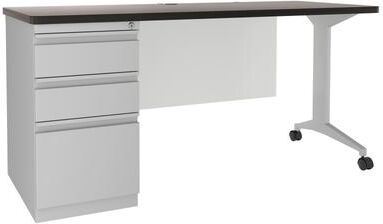 Hirsh Modern Teacher's Desk, Arctic Silver/Weathered Charcoal