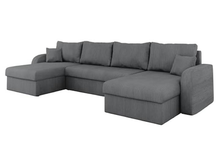 Mirjan24 Ecksofa Kristofer U Cord mit 3 Bettkästen (Poso 22) U-förmige Wohnlandschaft mit Schlaffunktion, gepolstertem Rücken, 2 Kissen und tierfreundlichem Bezug