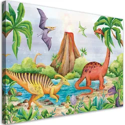WANDBILD dinosaurier am see
