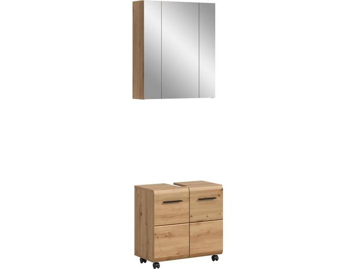 Badmöbel-Set WELLTIME FLORENZ, 2-tlg. Bad-Kombination, hochwertige MDF-Front , braun (artisan eiche nachbildung), B:60cm H:185cm T:30cm, Kastenmöbel-Sets, Badmöbel-Set, Bad-Kombination, Bad-Möbel, Badezimmer, Kombination, Kombi