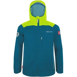 Trollkids Kinder Bergen Regenjacke - 116 - petrol/lime
