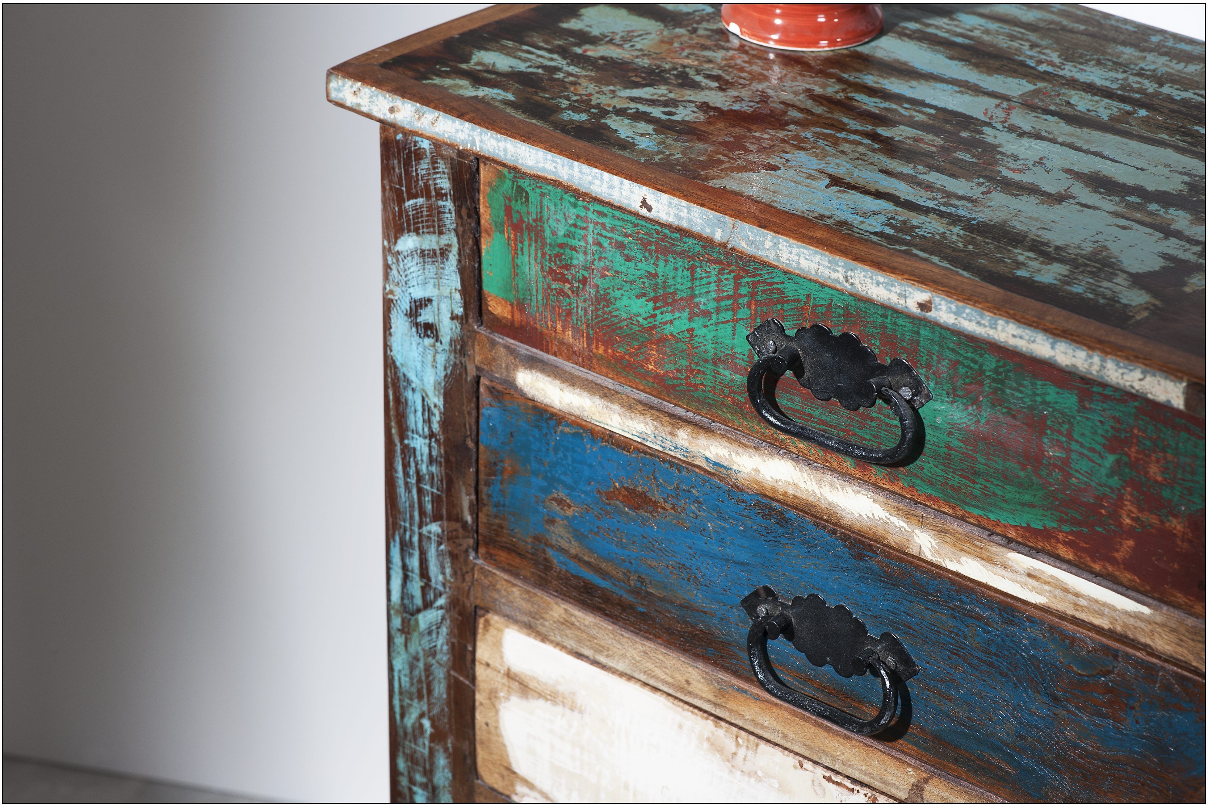 Telefontisch SIT "Cardiff aus Altholz mit 3 Schubladen im Vintage-Look", bunt, Tische, Telefontisch, Altholz aus alten Fischerbooten mit einzigartiger Patina bunt Einheitsgröße