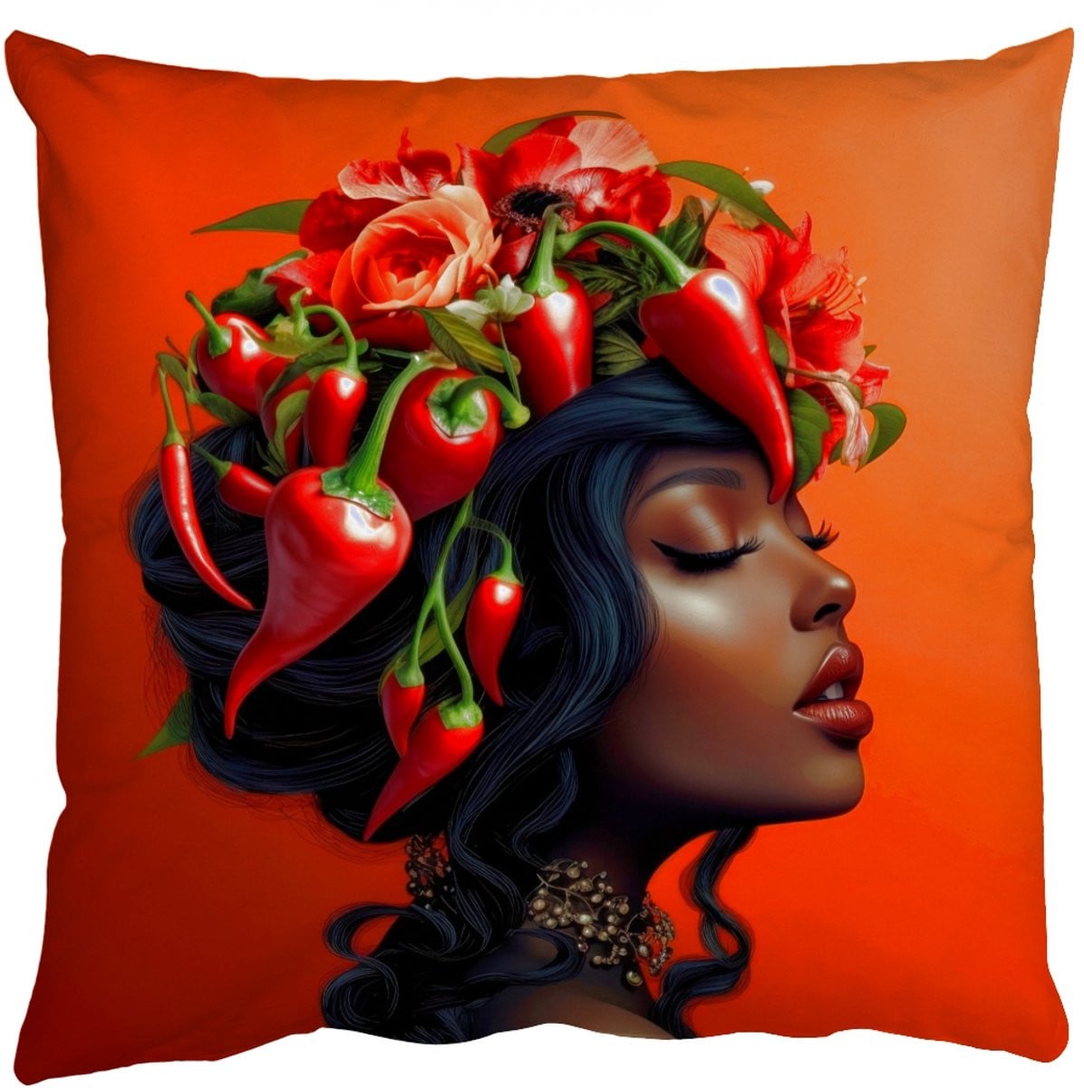 PillowMonkey Sierkussen Chilipepers en Bloemen - 45 x 45 cm