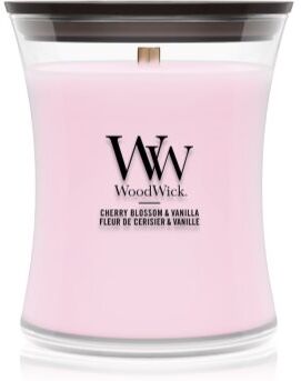 Woodwick Cherry Blossom & Vanilla vela perfumada com pavio de madeira 275 g. Cherry Blossom & Vanilla