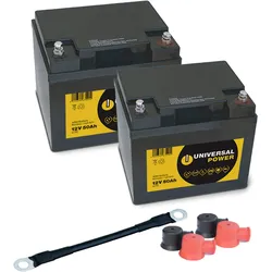 Universal Power AGM Batterie für Rollstuhl Scooter 2 x 50Ah + Batteriekabel