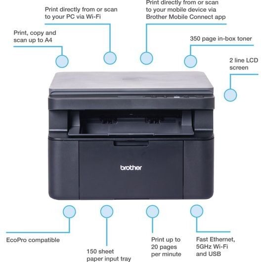 Brother DCP-L1640DW Monochrome All-in-One Wireless Laser Printer
