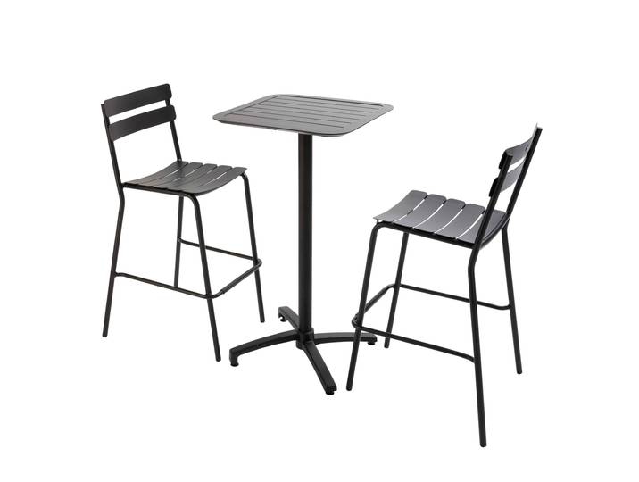 Oviala - Table haute de jardin bistrot carré inclinable en aluminium 60x60 cm et 2 chaises hautes