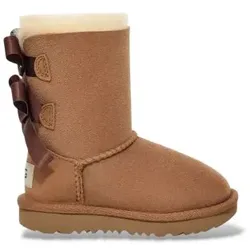 UGG Unisex für Kinder. 1017394T Bailey Bow II Stiefel aus Fell in Braun (22), Leder, Wohnung, Wildleder, Keine, Lässig, Kinderbekleidung
