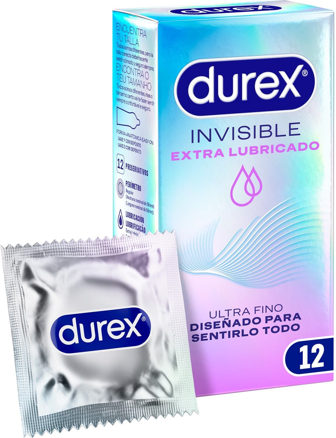 Durex Invisible Extra Lubricado Preservativos 12uds