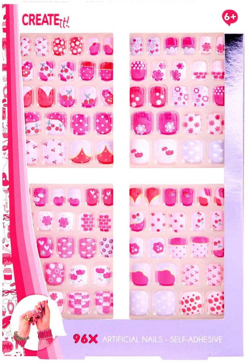 Create It! 884587 Kunstnagels zelfklevend met leuke patronen - 96 stuks