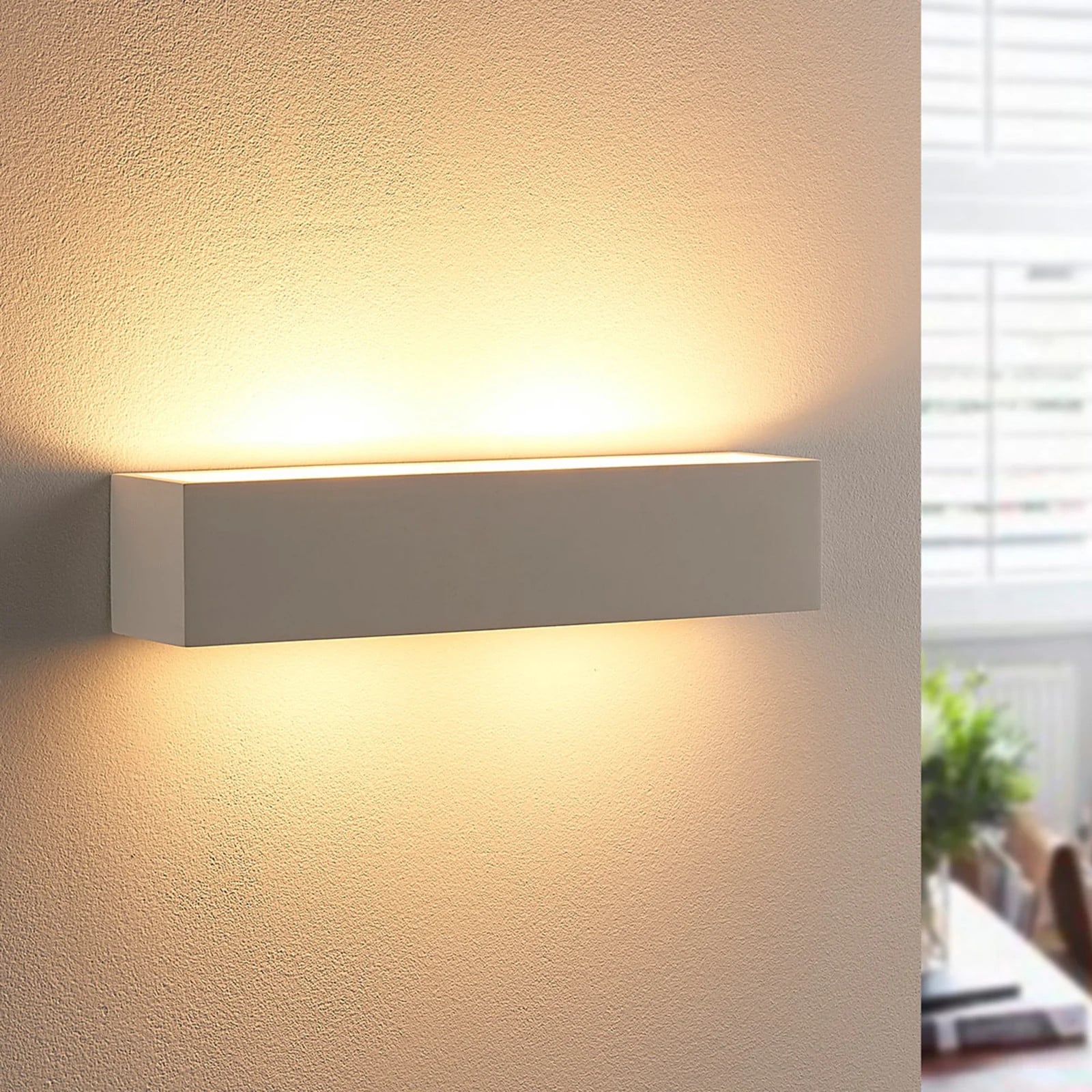 Lindby Tjada Wandlamp - Wit - Keramiek - Modern - Dimbaar - LED - Warm wit