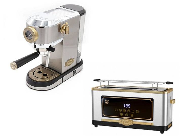 Kaiser Küchengeräte Espressomaschine Kaffeemaschine KA 2001 R, Siebträger-Espressomaschine,19 bar mit Retro-Toaster T 4000 R, 6 verschiedene Toaststufen, Auftaufunktion