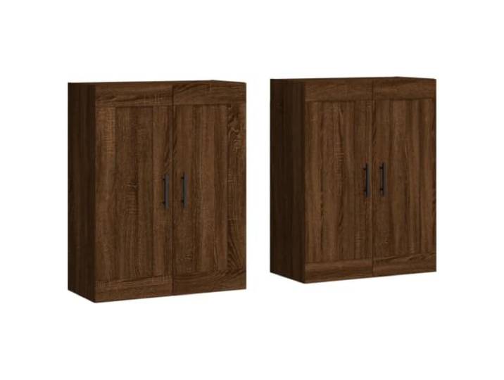 2er Set Moderne Wandschränke 69,5x34x90cm Eleganter Stauraum aus Holz Technik Eiche Braun 02_0055496