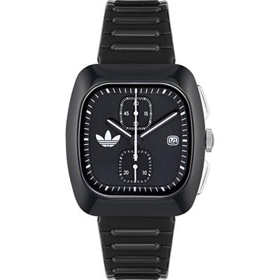 Chronograph ADIDAS ORIGINALS "RETRO WAVE TWO CHRONO", schwarz, Armbanduhren, Damen, Chronograph, Quarzuhr, Armbanduhr, Herrenuhr, Damenuhr, unisex, Kunststoffarmband