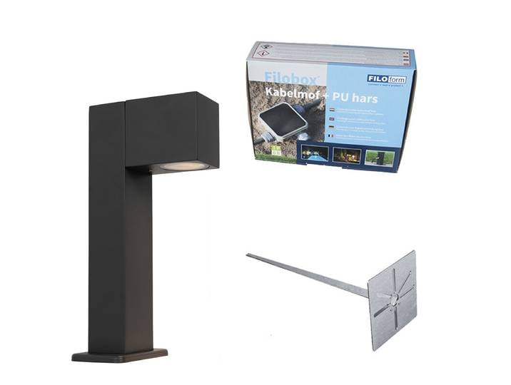 Lampe d'extérieur sur pied industrielle anthracite 30 cm IP44 -