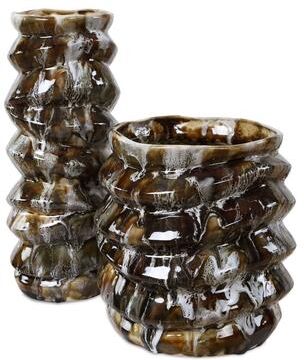 Uttermost Cuoco Glazed Brown Vases, Set of 2