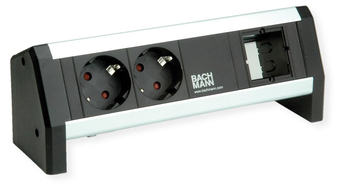 Bachmann Bureau met 2x CEE7/3, 1x CM en 1x GST18, zwart