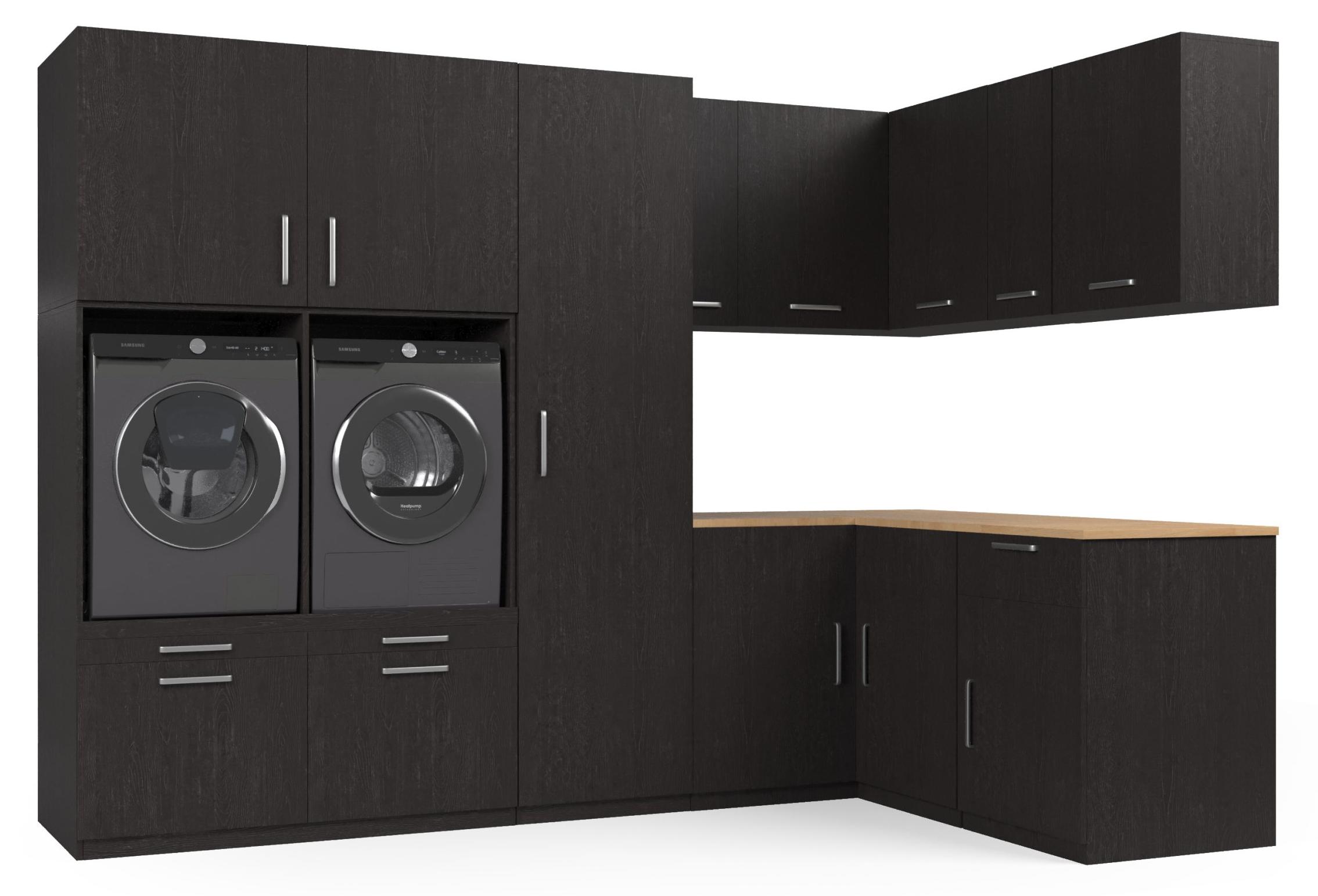 Wasophoogte Waschmaschinenkorpus "Nice" - Unterbau für Waschmaschine - Waschmaschinenplattform - 700 (T) * 3330 (B) * 2350 (H) mm - Schwarz