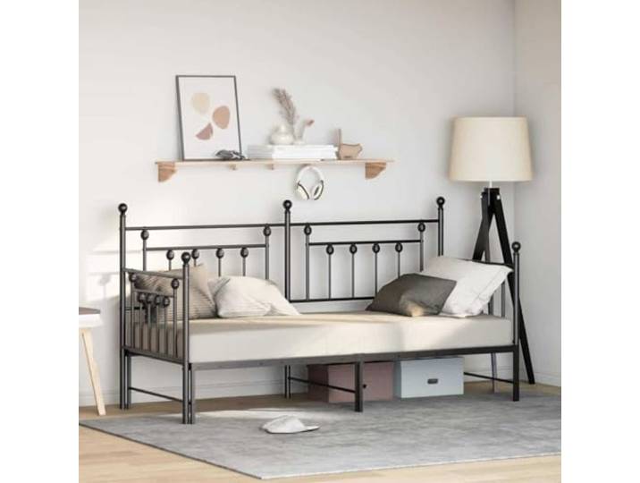 Stahl Tagesbettrahmen Schlafzimmer Metall Schwarz 75 x 190 cm Tagesbettrahmen Schwarz 75 x 190 cm Stahl Metallgestell mit Lattenrost Gästebett Schlafsofa