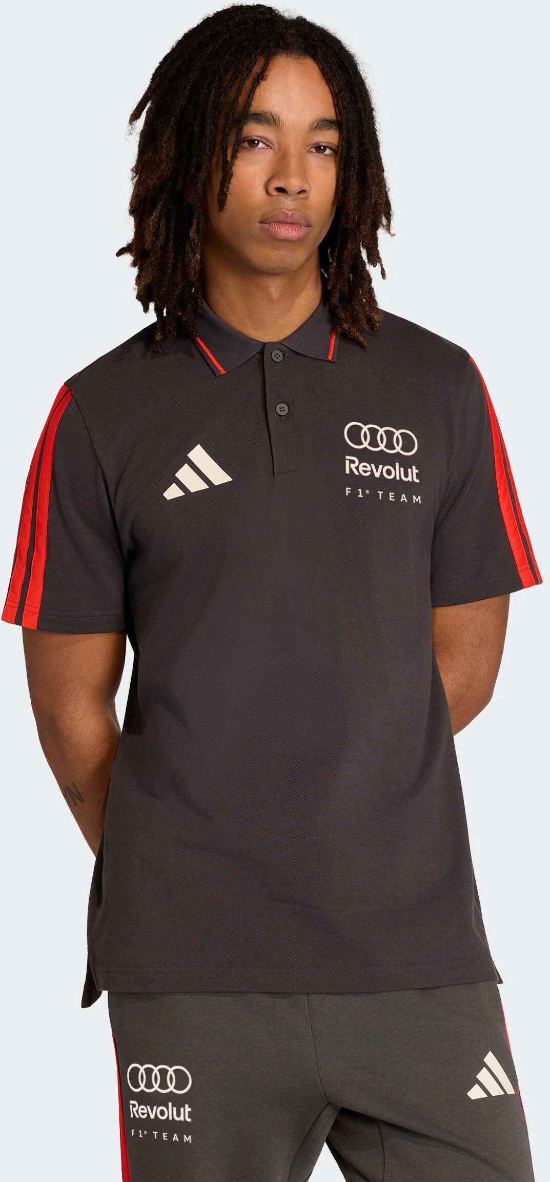 Poloshirt ADIDAS PERFORMANCE "AUDI REVOLUT F1 TEAM DNA", Herren, Gr. M, utility schwarz, Obermaterial: 100% Baumwolle, Shirts Poloshirt utility schwarz M