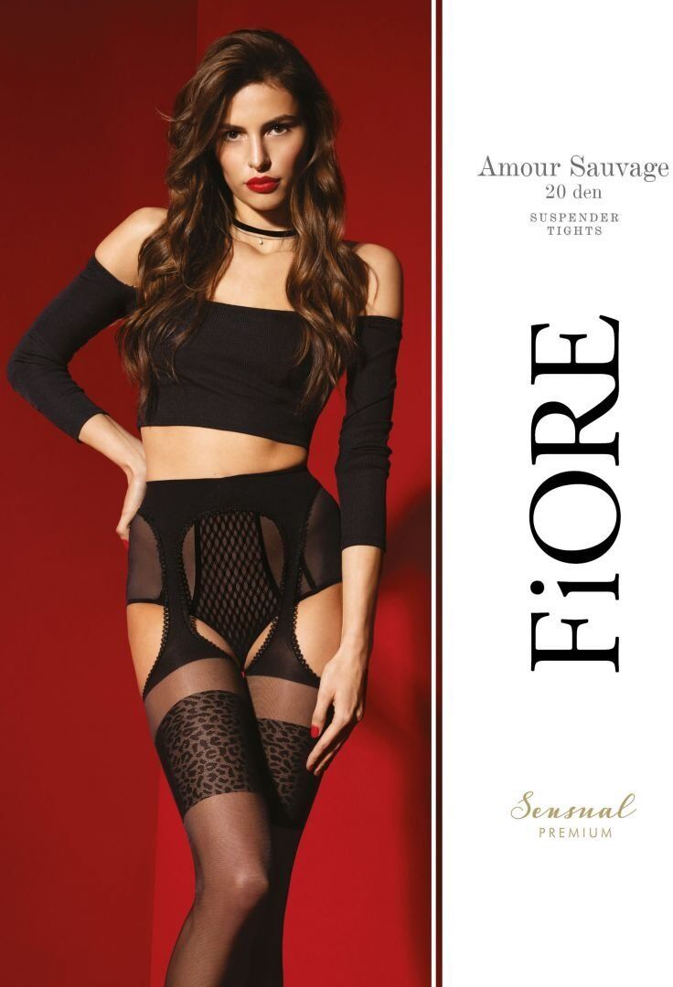 Fiore Amour Sauvage Bas jarretelles 20 DEN - Noir - Qualité premium