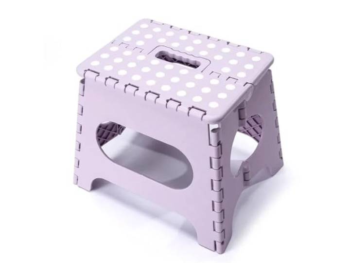 AEJHSIN Hocker Portable Folding Step Stool with Handle Compact Plastic Seat for Bathroom, Home and Travel(Purple)