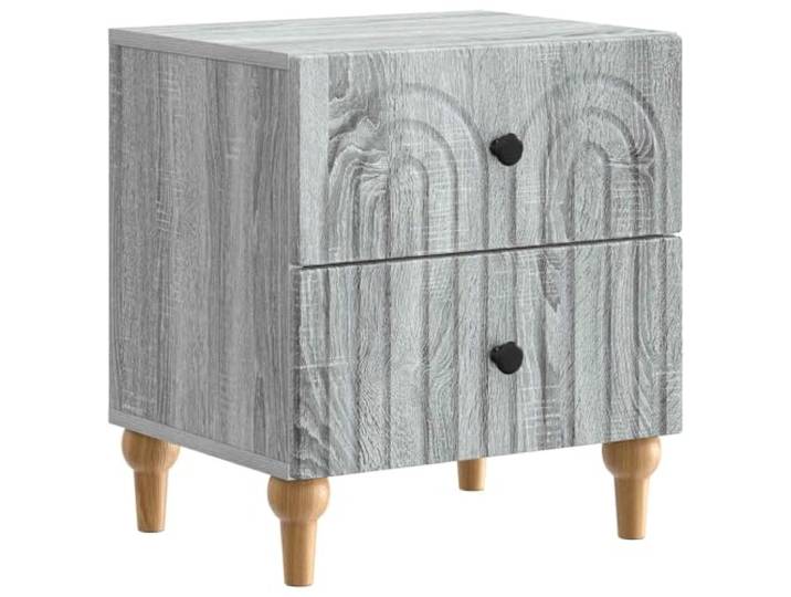 fsahslih Nachttisch Graues Sonoma 43x34,5x48 cm 2 Schubladen Kompakter Beistelltisch aus Holzwerkstoff für Schlafzimmer und Wohnbereich, bietet praktischen Stauraum im Alltag.