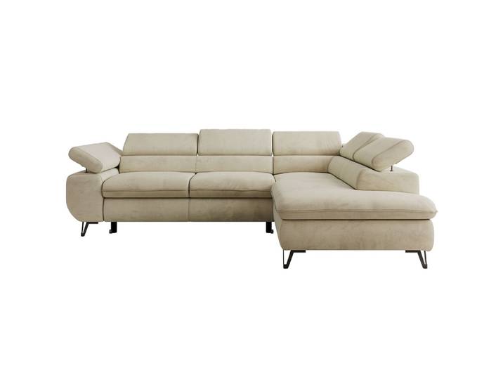 ECKSOFA PABLO L Beige Velvet - Rechts Seite mit Visco Topper