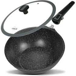 STONELINE® Imagination PLUS Wok 30 cm, mit abnehmbarem Griff, mit Glasdeckel