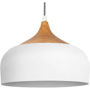 Tomons Pendelleuchte LP02002 Holz, mit LED, Ø 30,5 cm, 8 Watt / 800 Lumen, aus Metall und Holz, weiß