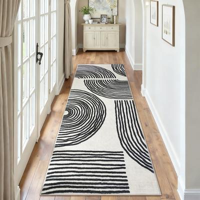 Garvee Curved Line Washable Area Rug