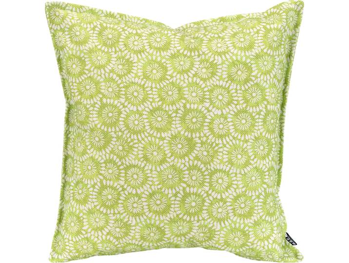 Dekokissen H.O.C.K. Yuno , grün (grasgrün, geblümt), B:45cm H:10cm L:45cm, Polyester, Dekokissen_Sitzkissen_Kissenhüllen, Dekokissen, mit Blumenmuster, Kissenhülle mit Füllung, 1 Stück