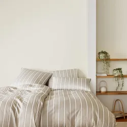 elegante Bambus-Baumwoll-Satin Bettwäsche Refrain 155x200 cm + 80x80 cm | natur - beige