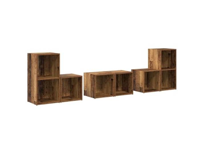 LMTYOENFG TV-Schrank Set Wandmontiert 6-Teilig Altholz Holzwerkstoff Flexibles Hängeschrank-System für Wohnzimmer und Schlafzimmer, schafft Ordnung und nutzt Wandflächen optimal aus.