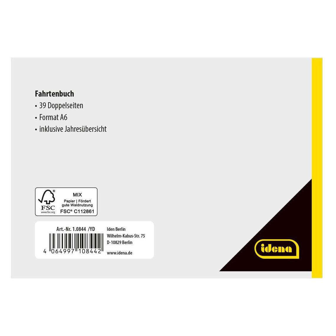 Idena Fahrtenbuch A6 quer 40 Blatt FSC-Mix (40x) (36632668)
