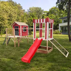 HOME DELUXE Spielpark inkl. Rutsche WUNDERLAND Rot - 555 x 340 cm