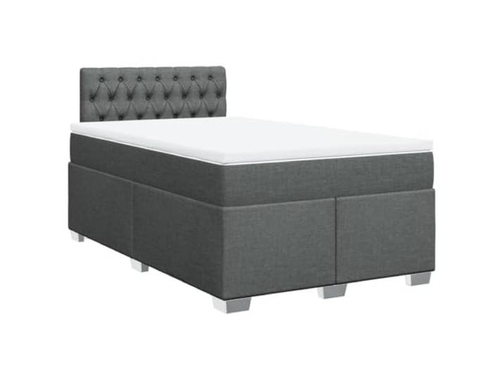PUGYNBK Boxspringbett mit Matratze, dunkelgrau, 120 x 190 cm Gefederte Federn, Polyestergewebe, Lattenrost, robuste Beine