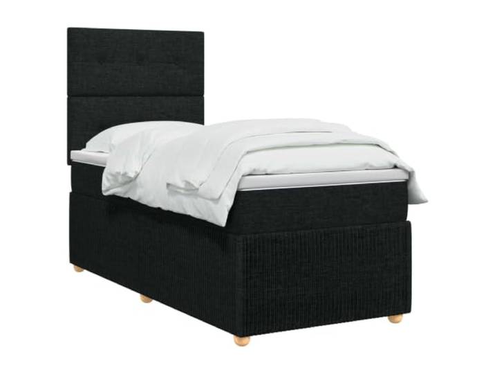 PUGYNBK Boxspringbett, 90 x 200 cm, mit Matratze, verstellbares Kopfteil, Schwarz
