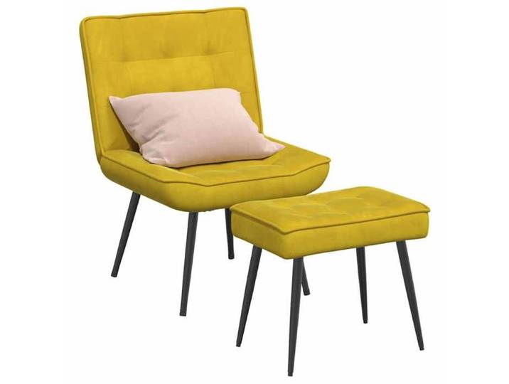 Jaune Meubles > Fauteuils et chaises LEMON Chaise de relaxation avec tabouret jaune velours Pour maison/bureau_19596