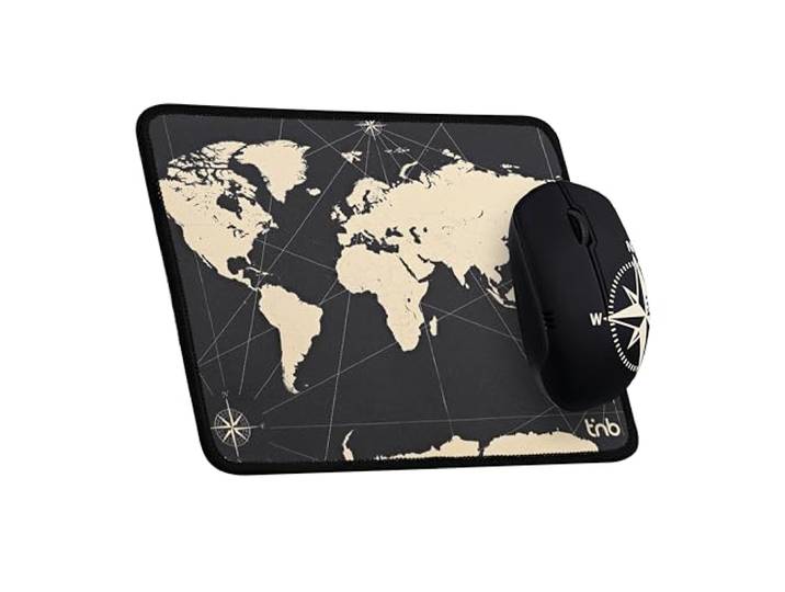 T'nB - Set van muismat + muis, ergonomisch, vloeibaar, exclusief design, antislip - zwart en goud